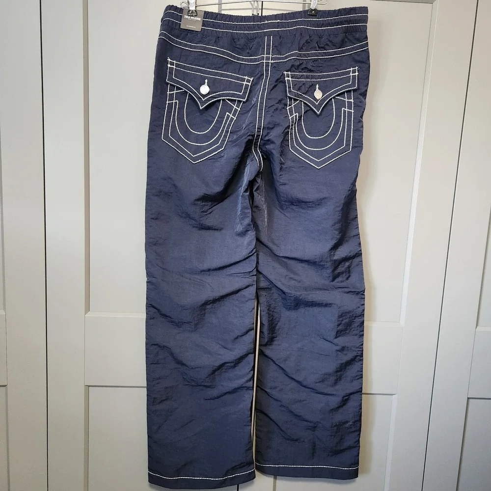 New True Religion 32 Vinny Ultra Baggy Nylon Pants Navy Blue Men's
